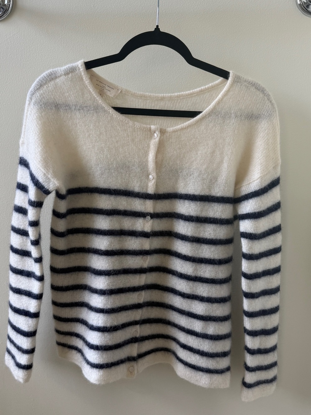 Sezane Gaspard Sweater, Size Small, Navy Ecru - Picture 4 of 7